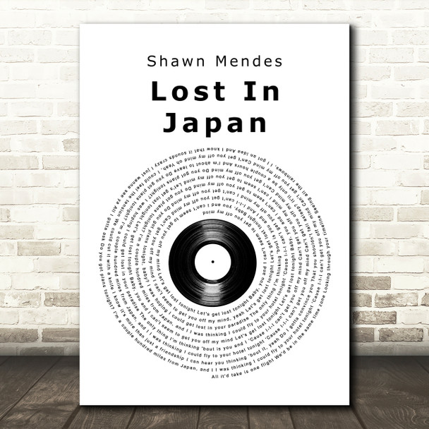 Shawn Mendes Lost In Japan Vinyl Record Song Lyric Art Print