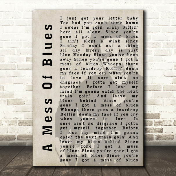 Elvis Presley A Mess Of Blues Face Shadow Song Lyric Quote Print
