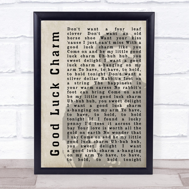 Elvis Presley Good Luck Charm Face Shadow Song Lyric Quote Print