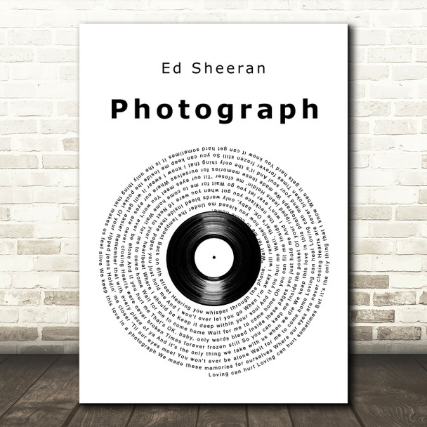Ed Sheeran Photograph Vinyl Record Song Lyric Art Print