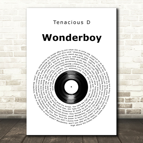 Tenacious D Wonderboy Vinyl Record Song Lyric Art Print