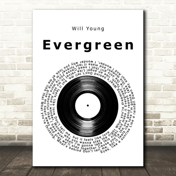 Will Young Evergreen Vinyl Record Song Lyric Art Print