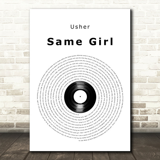 Usher Same Girl Vinyl Record Song Lyric Art Print