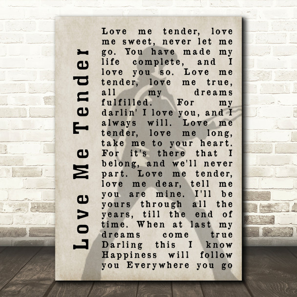 Elvis Presley Love Me Tender Pose Shadow Song Lyric Quote Print