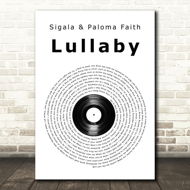 Sigala & Paloma Faith Lullaby Vinyl Record Song Lyric Art Print