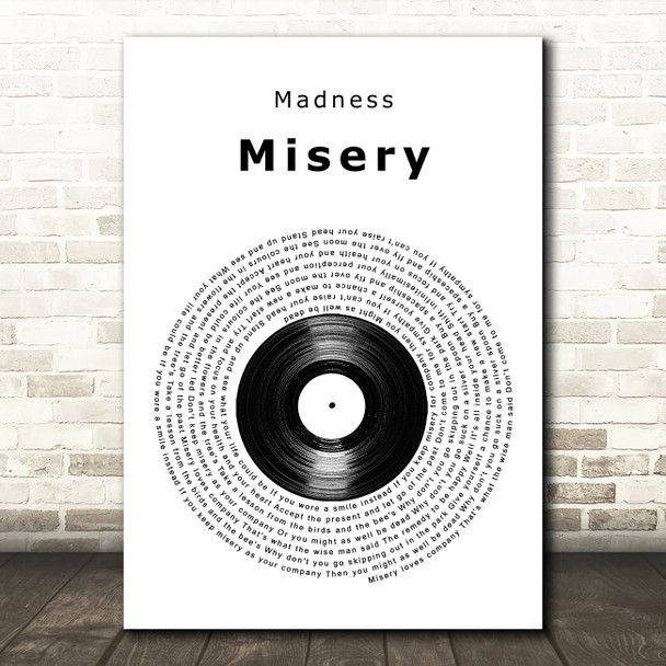 Madness Misery Vinyl Record Song Lyric Art Print