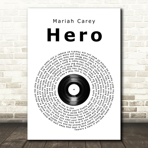 Mariah Carey Hero Vinyl Record Song Lyric Art Print