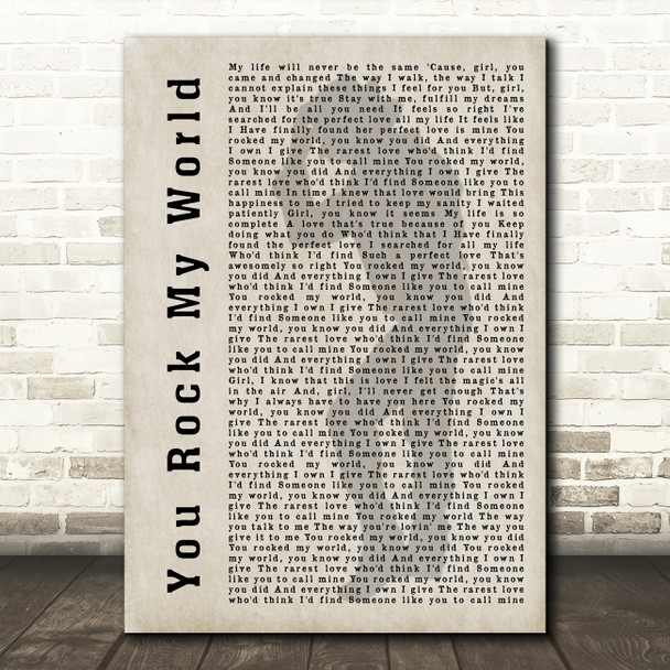 Michael Jackson You Rock My World Shadow Song Lyric Quote Print