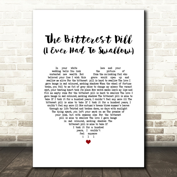 The Jam The Bitterest Pill (I Ever Had To Swallow) White Heart Song Lyric Art Print