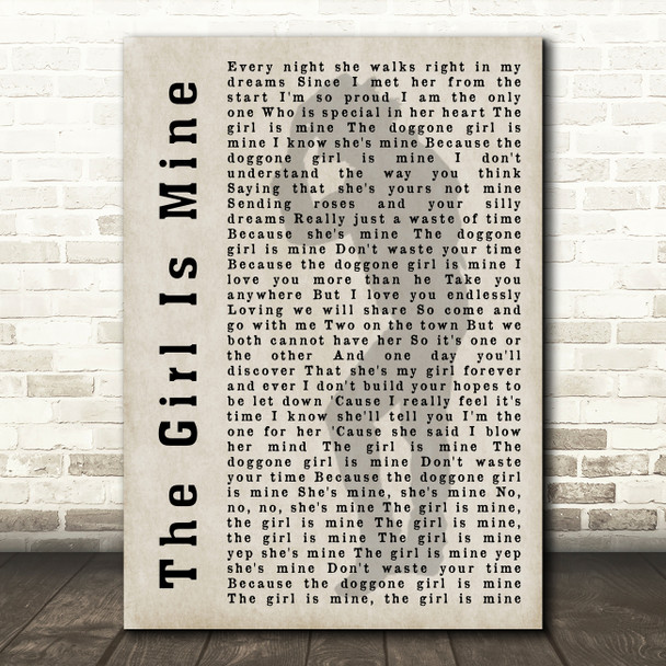 Michael Jackson The Girl Is Mine Shadow Song Lyric Quote Print