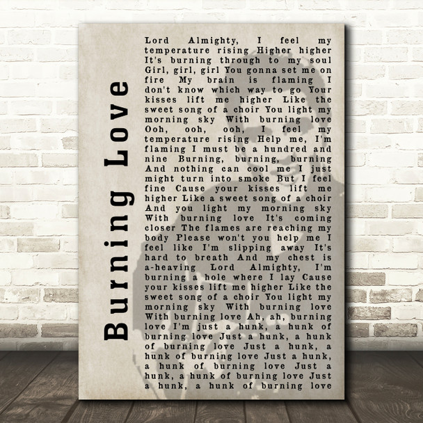 Elvis Presley Burning Love Face Shadow Song Lyric Quote Print