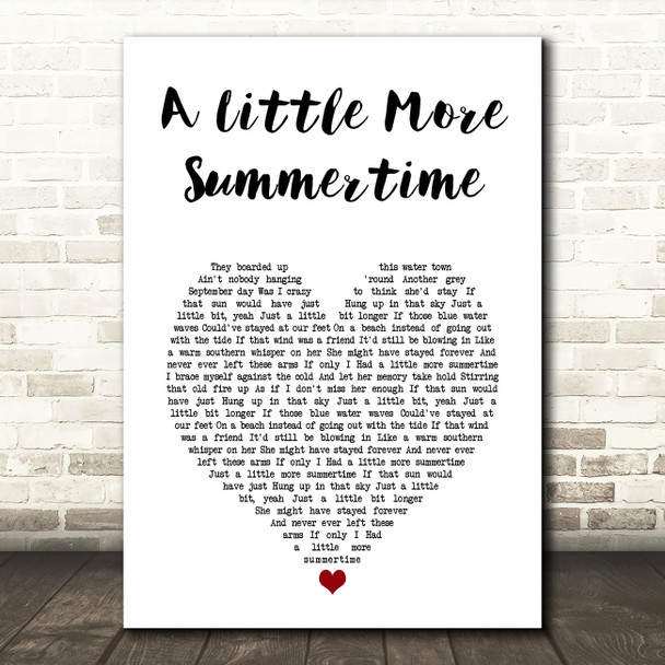 Jason Aldean A Little More Summertime White Heart Song Lyric Art Print