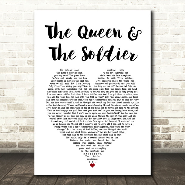 Suzanne Vega The Queen & The Soldier White Heart Song Lyric Art Print