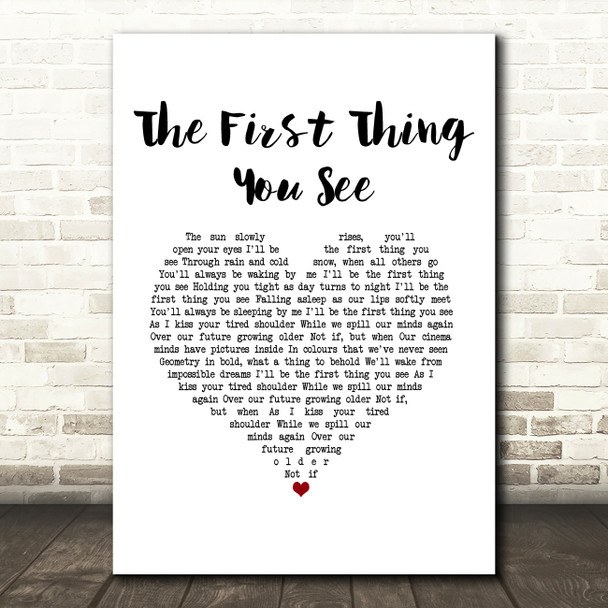 Bruno Major The First Thing You See White Heart Song Lyric Art Print