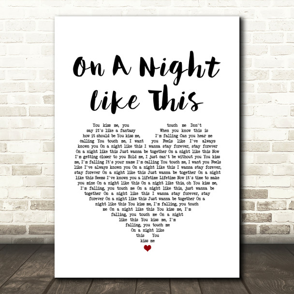 Kylie Minogue On a Night Like This White Heart Song Lyric Art Print