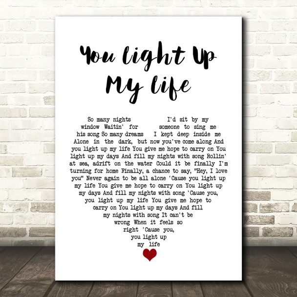 Debby Boone You Light Up My Life White Heart Song Lyric Art Print