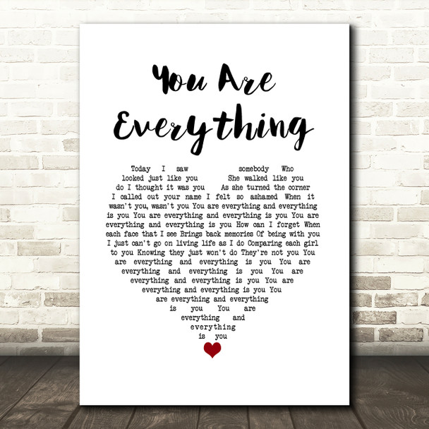 The Stylistics You Are Everything White Heart Song Lyric Art Print