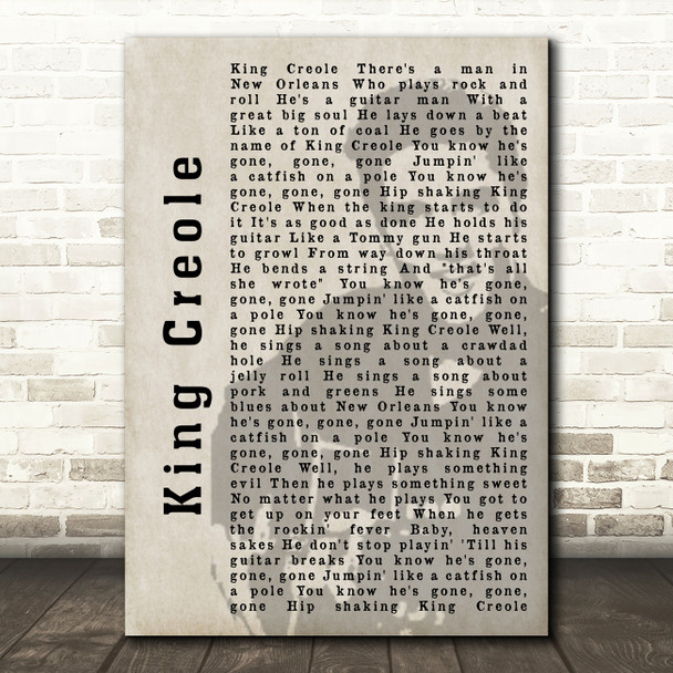 Elvis Presley King Creole Face Shadow Song Lyric Quote Print