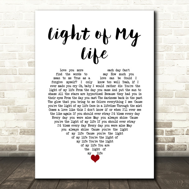 The James Hunter Six Light of My Life White Heart Song Lyric Art Print