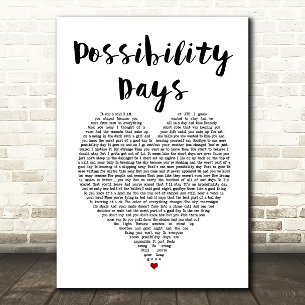 Counting Crows Possibility Days White Heart Song Lyric Art Print
