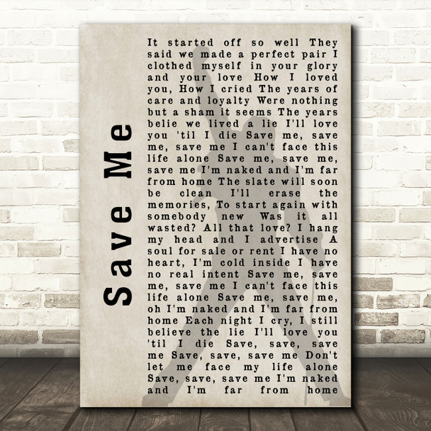 Queen Save Me Freddie Mercury Shadow Song Lyric Quote Print