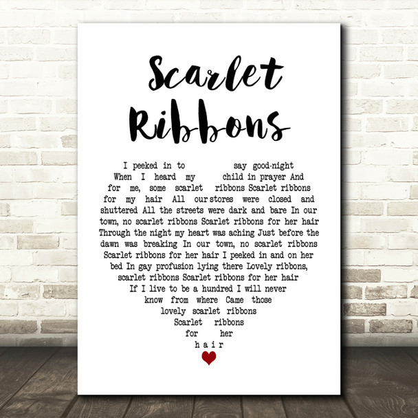 Harry Belafonte Scarlet Ribbons White Heart Song Lyric Art Print