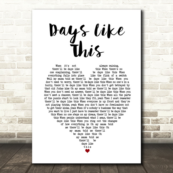 Dermot Kennedy Days Like This White Heart Song Lyric Art Print