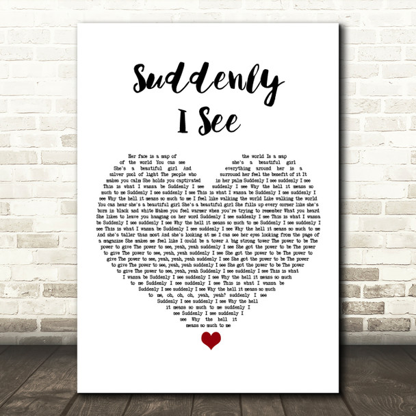 KT Tunstall Suddenly I See White Heart Song Lyric Art Print