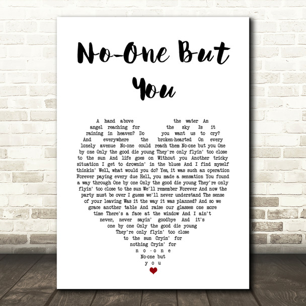 Queen No-One But You White Heart Song Lyric Art Print