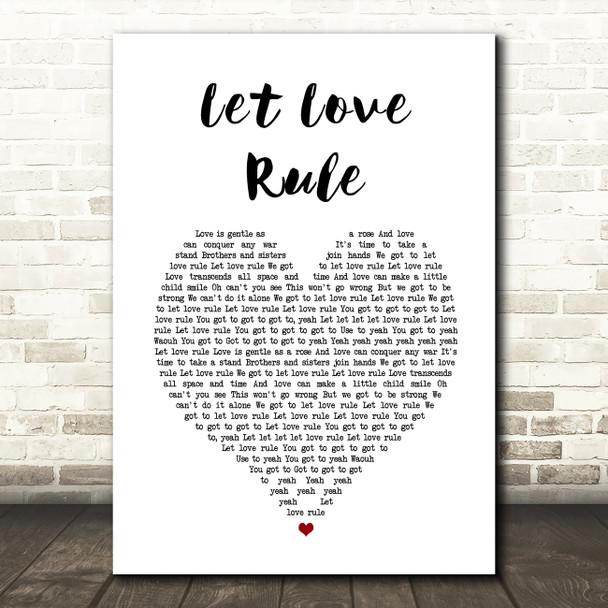 Lenny Kravitz Let Love Rule White Heart Song Lyric Art Print