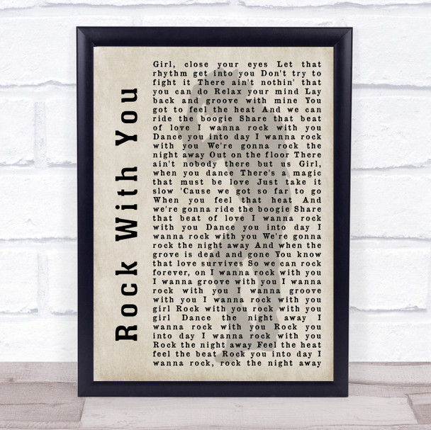 Michael Jackson Rock With You Shadow Song Lyric Quote Print