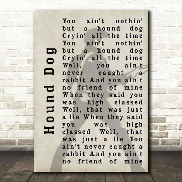 Elvis Presley Hound Dog Pose Shadow Song Lyric Quote Print
