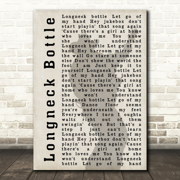 Garth Brooks Longneck Bottle Shadow Song Lyric Quote Print