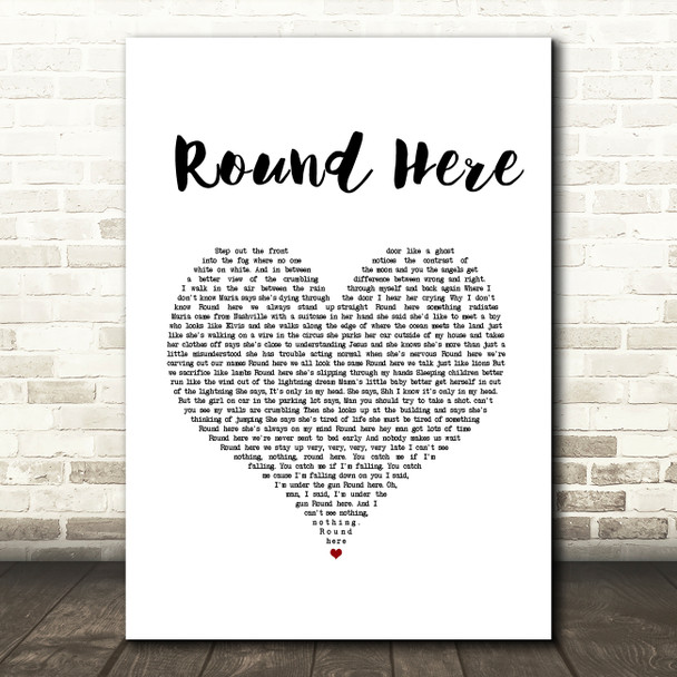 Counting Crows Round Here White Heart Song Lyric Art Print