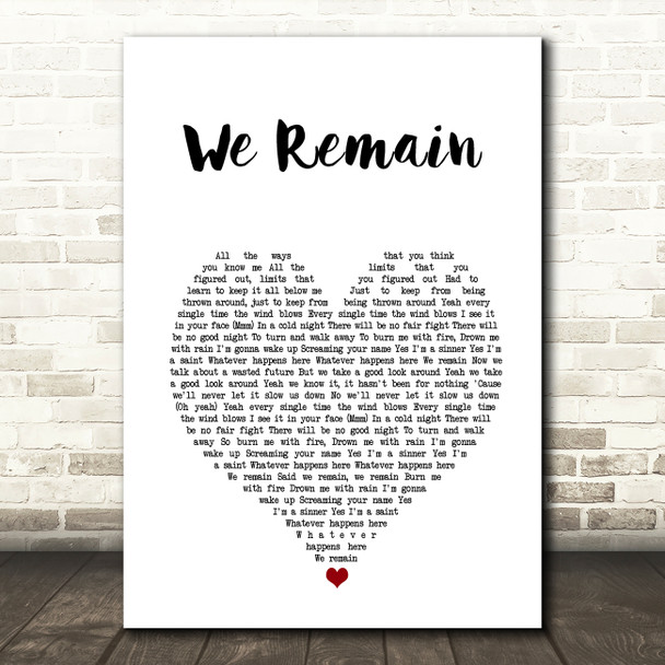 Christina Aguilera We Remain White Heart Song Lyric Art Print