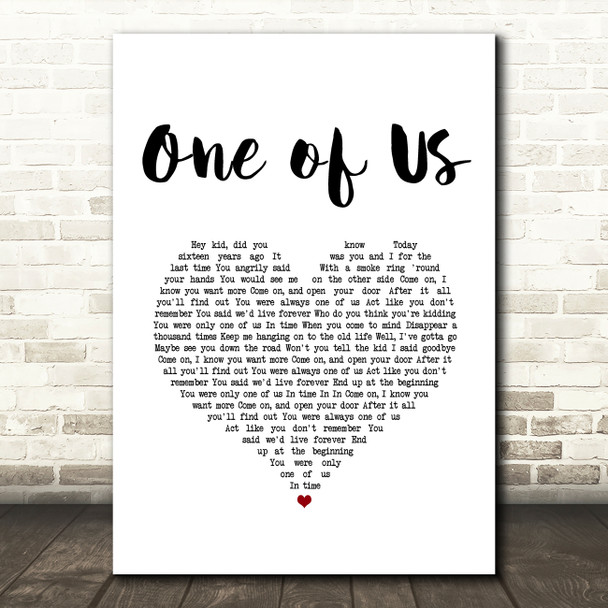 Liam Gallagher One of Us White Heart Song Lyric Art Print