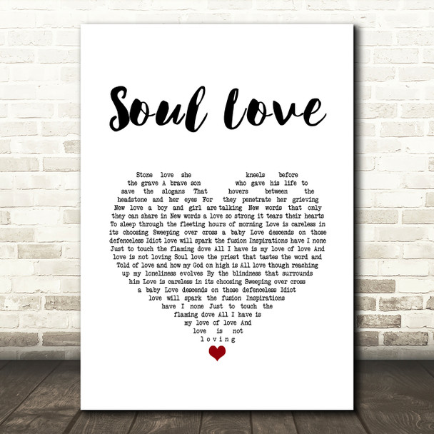 David Bowie Soul Love White Heart Song Lyric Art Print