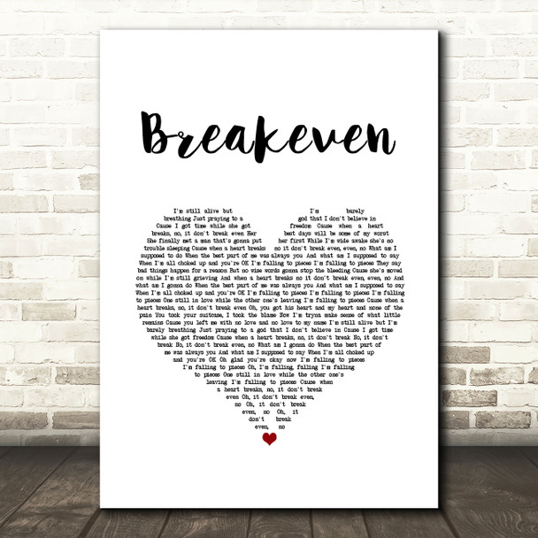 The Script Breakeven White Heart Song Lyric Art Print