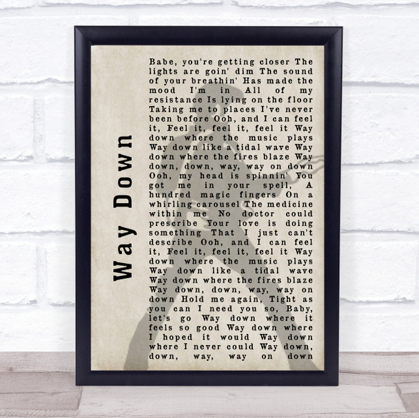 Elvis Presley Way Down Pose Shadow Song Lyric Quote Print