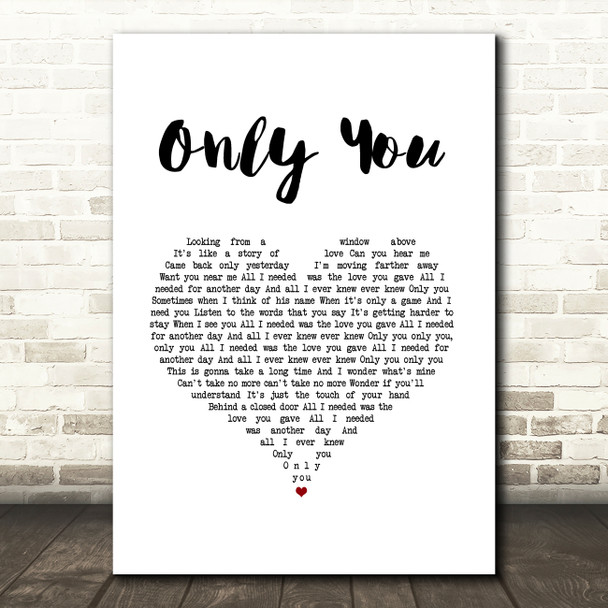 Becky Hill Only You White Heart Song Lyric Art Print