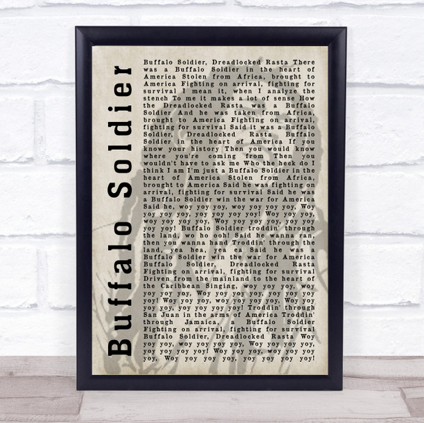 Bob Marley Buffalo Soldier Shadow Song Lyric Quote Print