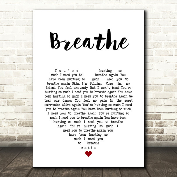 CamelPhat, Breathe White Heart Song Lyric Art Print