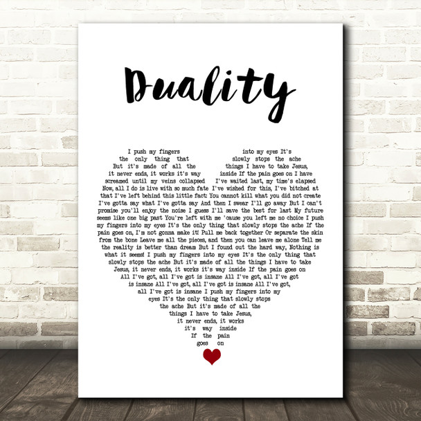 Slipknot Duality White Heart Song Lyric Art Print