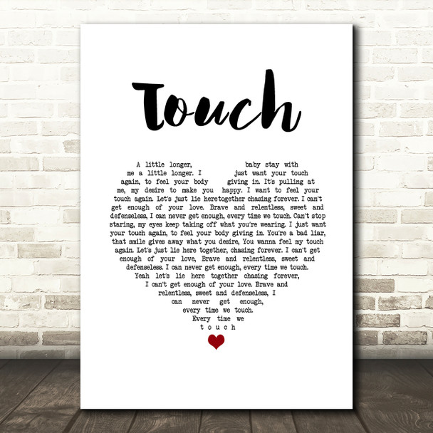 Josh Abbott Band Touch White Heart Song Lyric Art Print