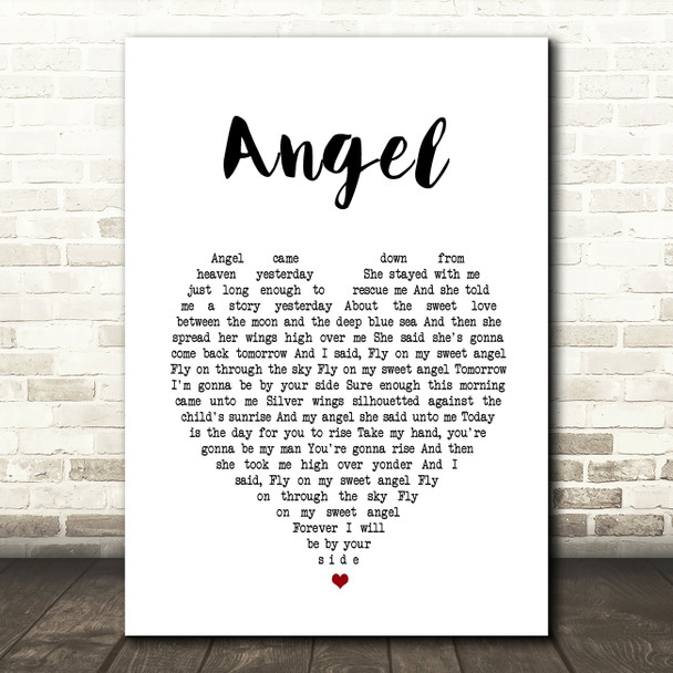 Jimi Hendrix Angel White Heart Song Lyric Art Print