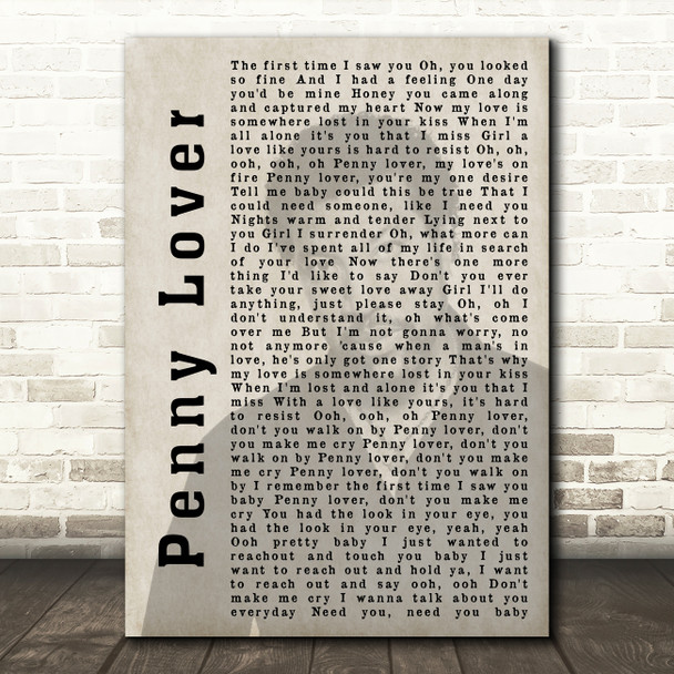 Lionel Richie Penny Lover Shadow Song Lyric Quote Print