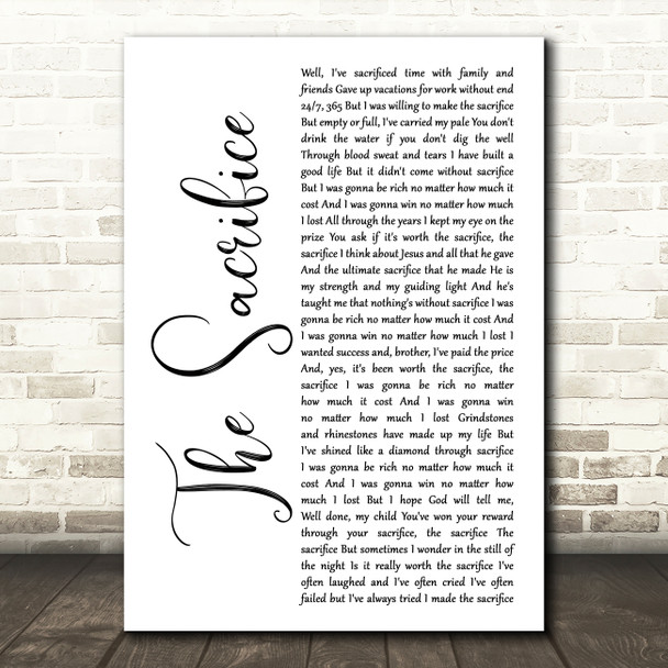 Dolly Parton The Sacrifice White Script Song Lyric Art Print