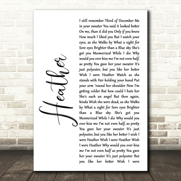 Conan Gray Heather White Script Song Lyric Art Print