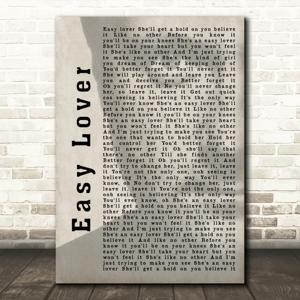 Phil Collins Easy Lover Shadow Song Lyric Quote Print