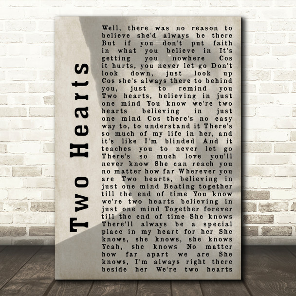 Phil Collins Two Hearts Shadow Song Lyric Quote Print